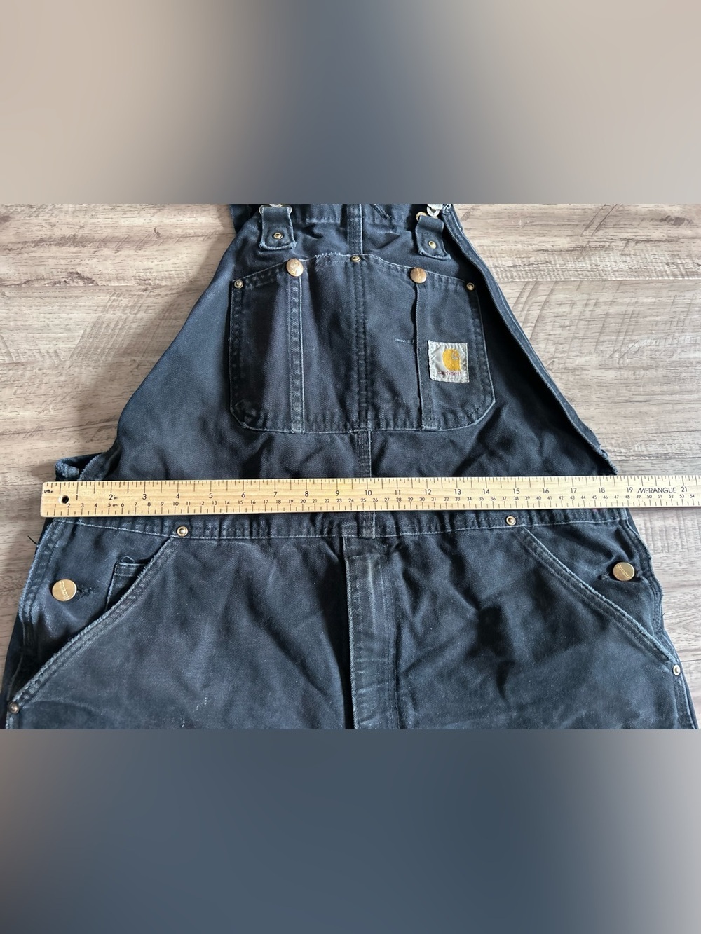 Carhartt black duck Canvas Work Overalls worn workwear - Picture 5 of 10